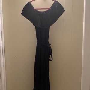 Off the shoulder black maxi dress